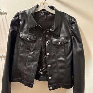 Aqua from Bloomingdales Faux leather black jacket